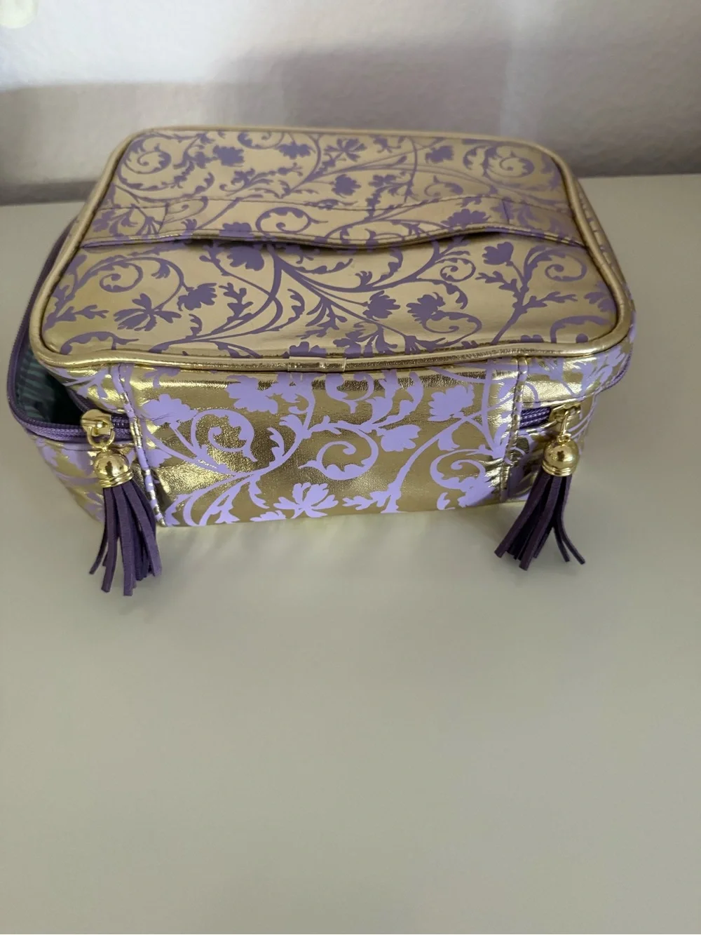 tarte Lip Gloss & Balm, blush and powder Set with Purple Tassel Cosmetic Bag